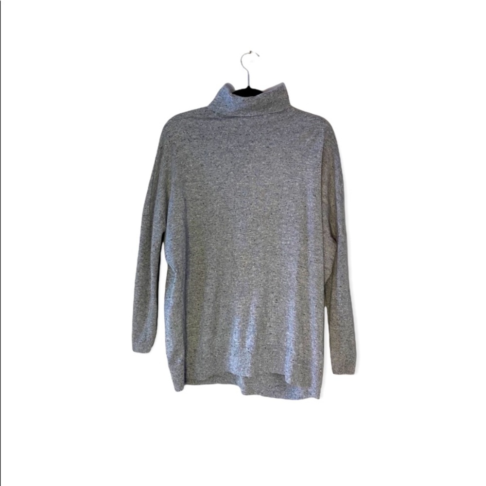 COS Grey Turtleneck Tunic Sweater w Black and White - Size S